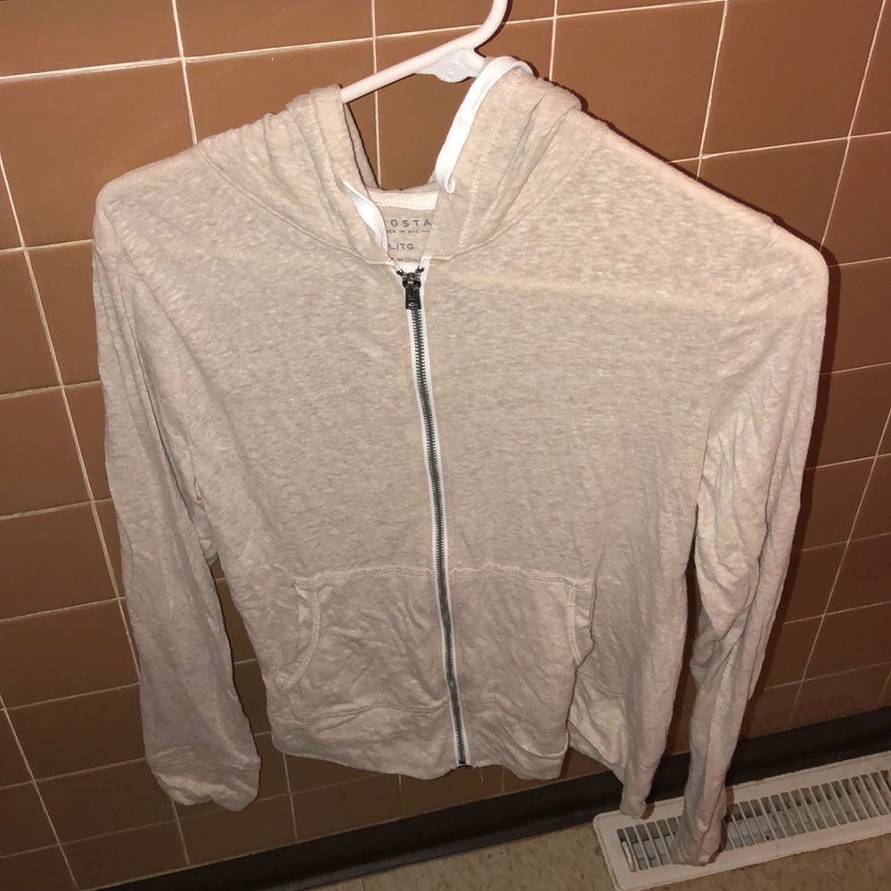 Tan heather zip up hoodie